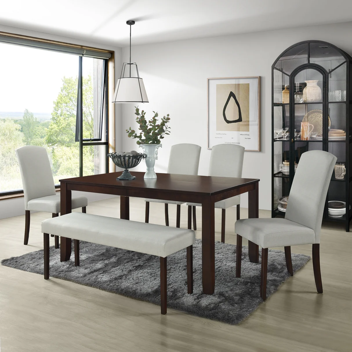 CraftPorch-Simply-Elegant-6-piece-Dining-set_4df34e81-bd88-46cd-8e06-284651bfed1f(1) Dining Bench with Table Side Angle