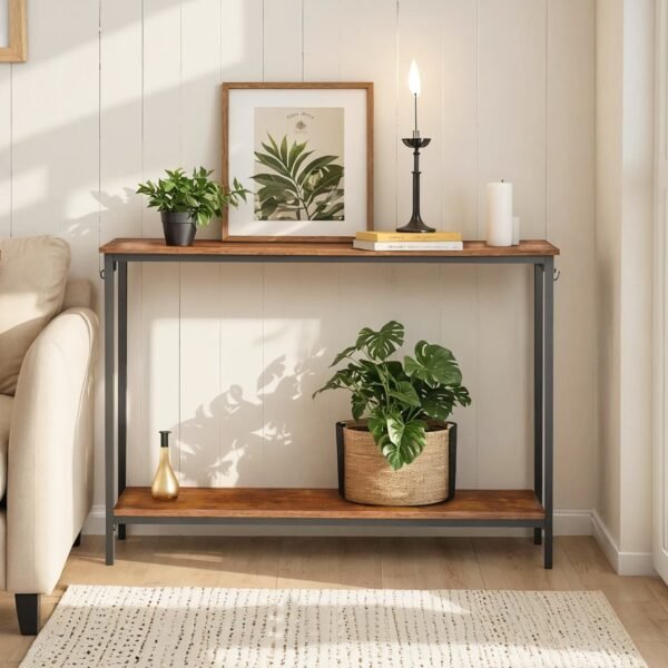 Industrial Console Table with 2-Tier Storage