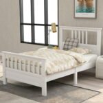 Wooden Bed with Headboard and Footboard Twin Size