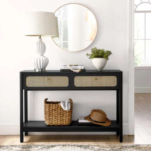HOOBRO Rattan Console Table