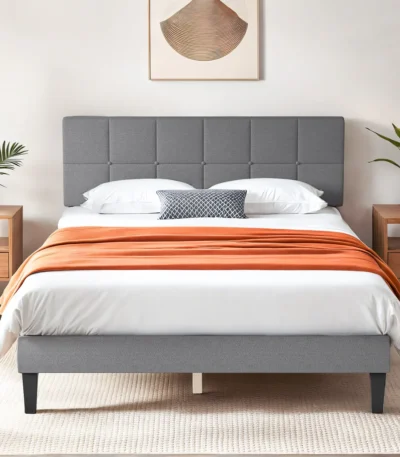 Queen Upholstered Bed with Fabric Headboard Pakistan