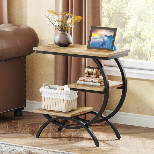 Industrial C-Shaped Side Table