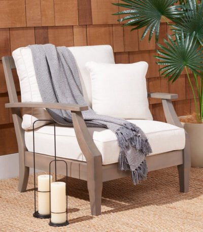 SAFAVIEH Couture Freida Wooden Patio Arm Chair - Durable and Stylish Outdoor Furniture