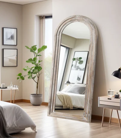 Trenika Arch Full-Length Mirror with Wood Frame – Elegant Wall Mirror Pakistan