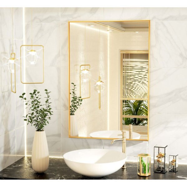 Modern Bathroom Mirror with Gold Frame
