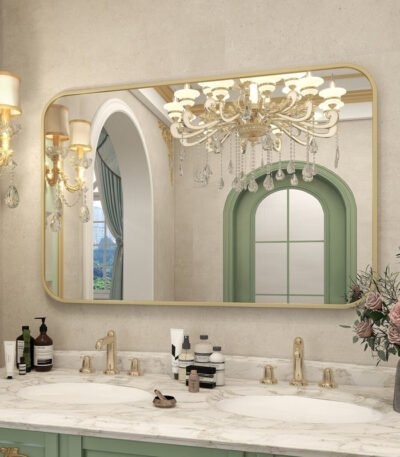 Wall-Mounted Vanity Mirror in Black Frame