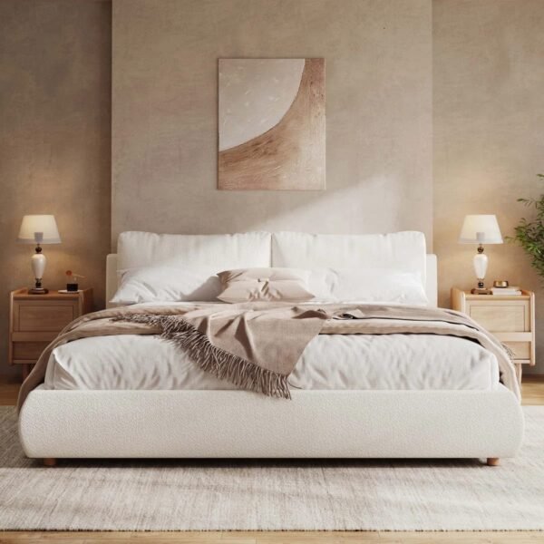 Rustic Charm Solid Wood Platform Bed – Handcrafted Queen Size Bed Pakistan