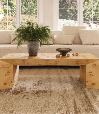 Sculptural Coffee Table with Plant Decor