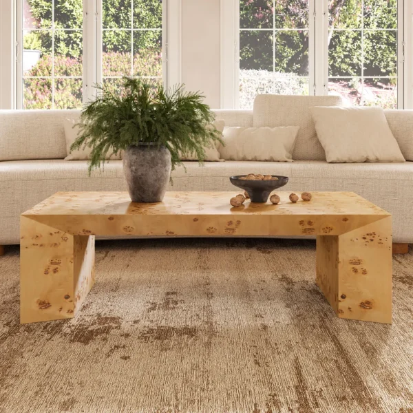 Sculptural Coffee Table with Plant Decor