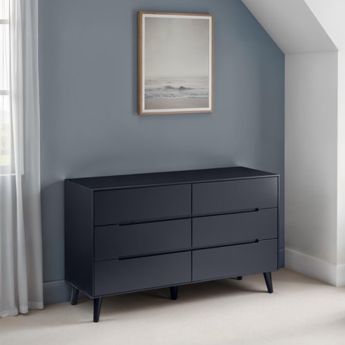 Scandinavian-Style Wide Chest with 6 Drawers