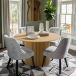 Pair of Drumwillin White Chairs in Modern Dining Room Setting