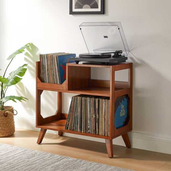 Wooden music console in living room