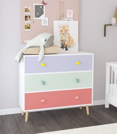 Wooden kids storage cabinet with drawers