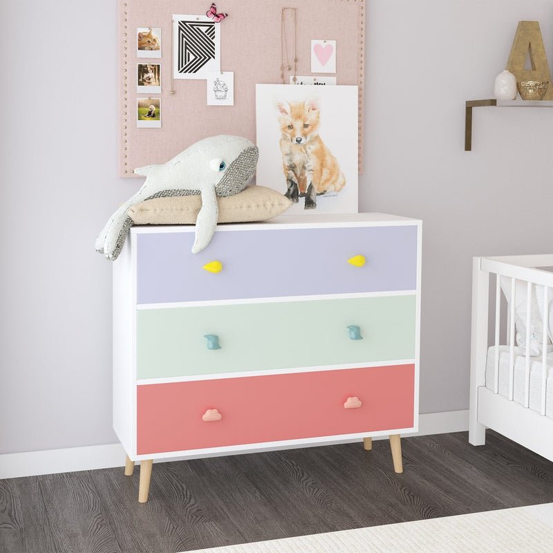 Wooden kids storage cabinet with drawers