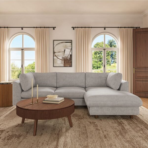 “Modern L-Shaped Velvet Sofa for Pakistani Living Rooms”