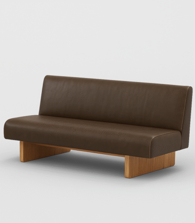 “Contemporary Faux Leather Sofa with Wood Legs for Pakistani Homes”