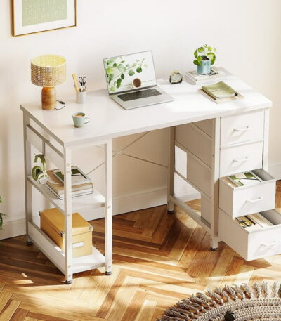 white-computer-desk-with-drawer-and-shelves-side-angle