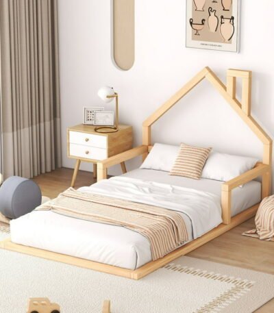 PakUnique Euroco Toddler House Bed – Natural Wooden Floor Bed in Pakistan