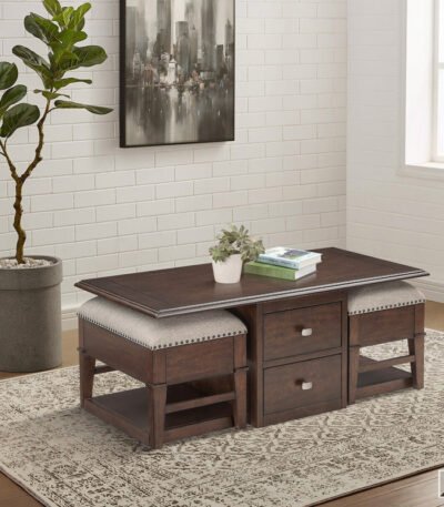 Rectangular table with ottoman seating