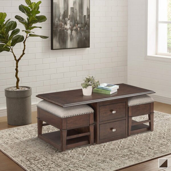 Rectangular table with ottoman seating