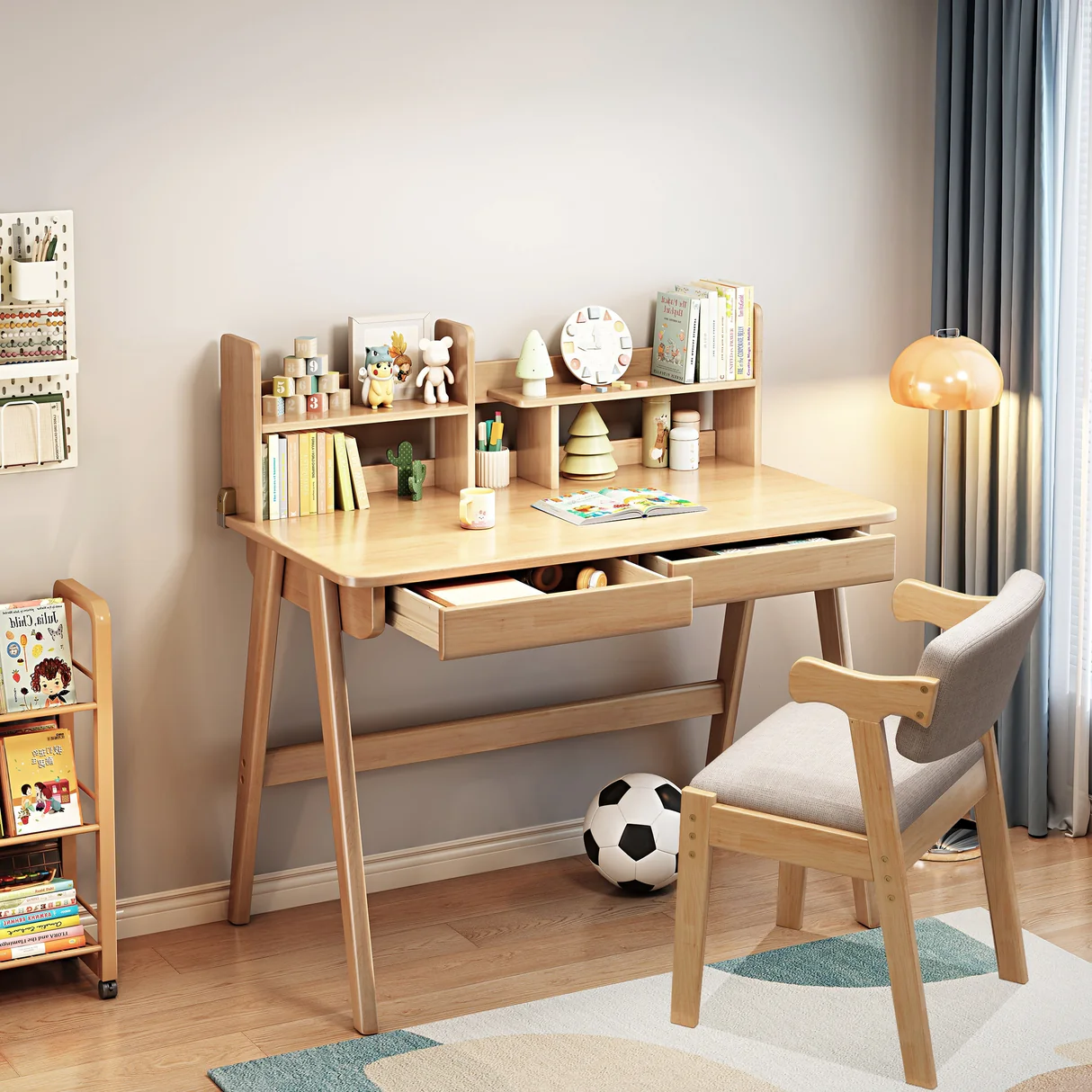 Kids-Study-Desk-with-Chair_2C-Wooden-Children-Table-with-Drawers-and-Storage-Shelf_2C-Writing-Desk-with-Hook-for-Home-Use_1bc7e5bf-0259-4831-a205-cf64e3feb2d5 Writing table for kids with storage