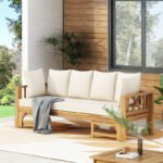 “Long Beach Outdoor Sofa Bed – Wooden Patio Lounger by PakUnique”
