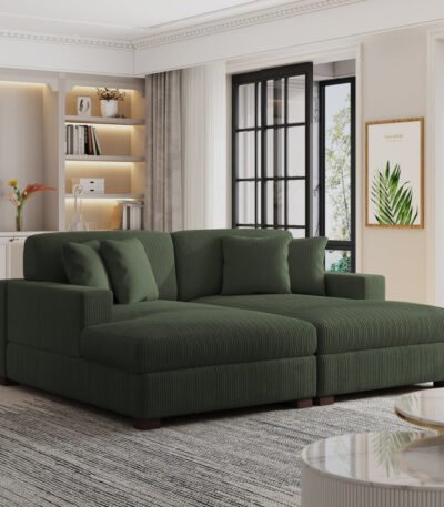 “PakUnique Corduroy Chaise Lounge Pakistan – Cozy Indoor Couch with Pillows”
