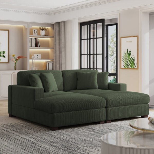 “PakUnique Corduroy Chaise Lounge Pakistan – Cozy Indoor Couch with Pillows”