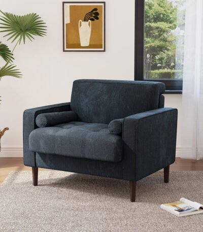 “Accent Chair Pakistan – Soft Corduroy with Armrests and Cushions by PakUnique”