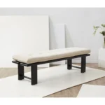 Upholstered 60-inch bench with neutral fabric