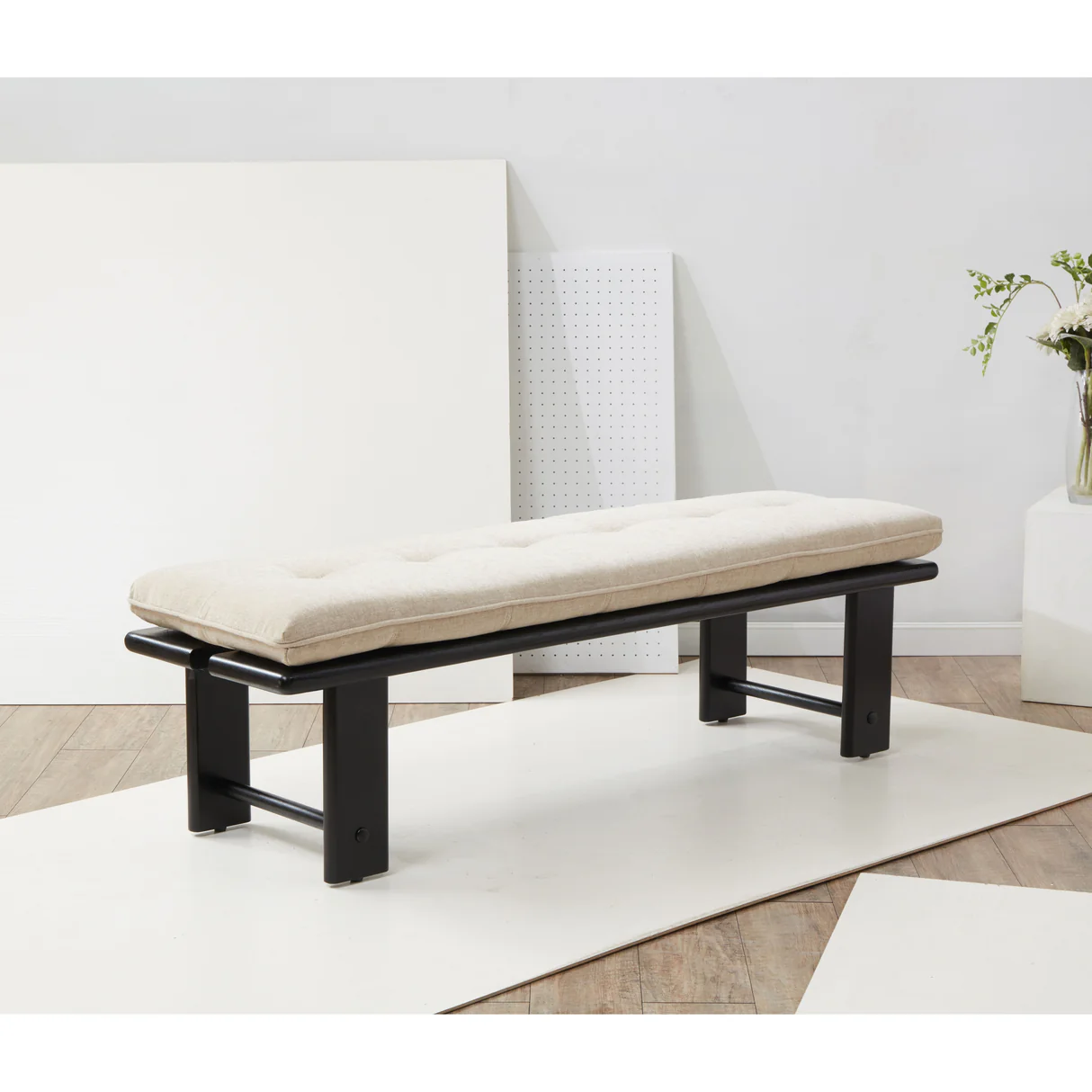 SAFAVIEH-Couture-Rasema-Modern-Cushion-Bench---60.8-In.-W-x-18.9-In.-D-x-18.1-In.-H_6586d20f-58bb-44b9-93cd-dd5ae725f653 Upholstered 60-inch bench with neutral fabric