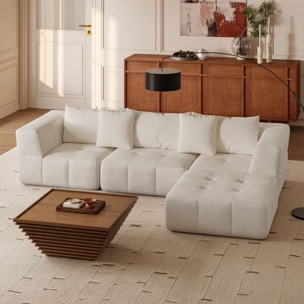 “Ivory L-Shaped Sectional Sofa Pakistan – PakUnique Modular Sofa”