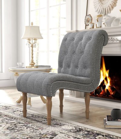 “PakUnique Armless Upholstered Accent Chair – Slipper Chair Pakistan”