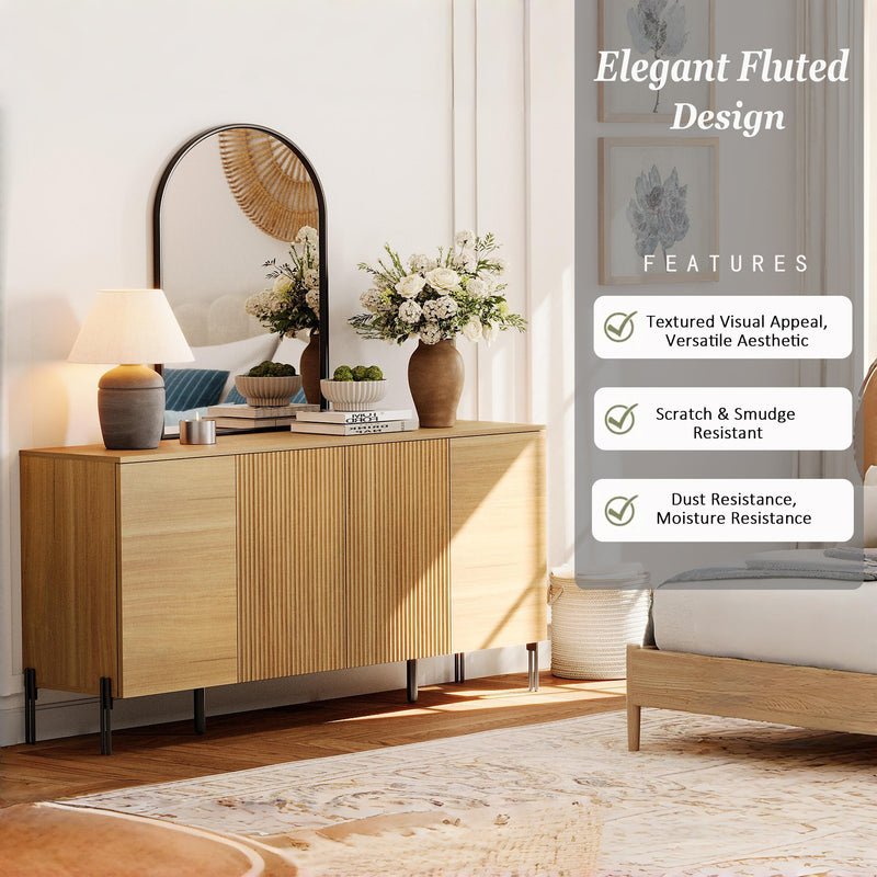 Reeded wood baby dresser for closet storage