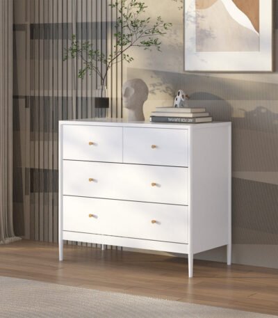 Wooden baby dresser cabinet in nursery