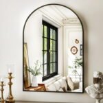 “PakUnique Black Arch Wall Mirror – 32x34 Inch for Bathrooms and Bedrooms”