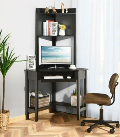 “PakUnique Corner Computer Desk Pakistan – Finihen L-Shaped Table with Hutch”