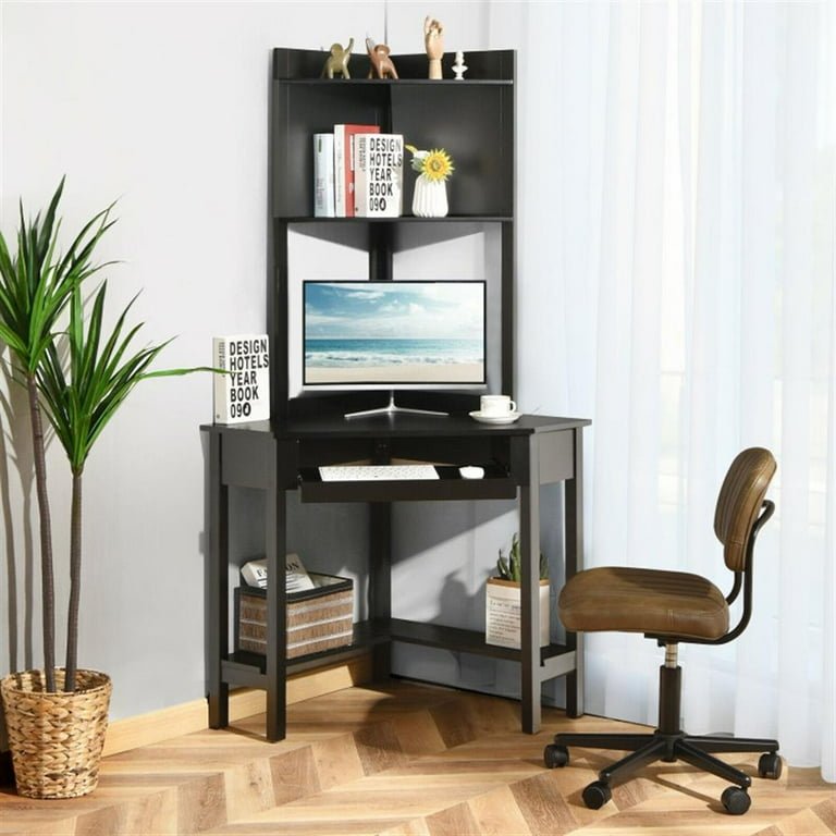 “PakUnique Corner Computer Desk Pakistan – Finihen L-Shaped Table with Hutch”