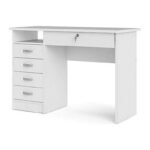 Writing desk with drawers in white for home office