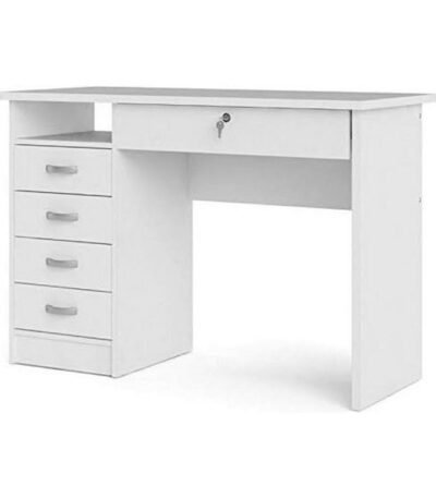 Writing desk with drawers in white for home office