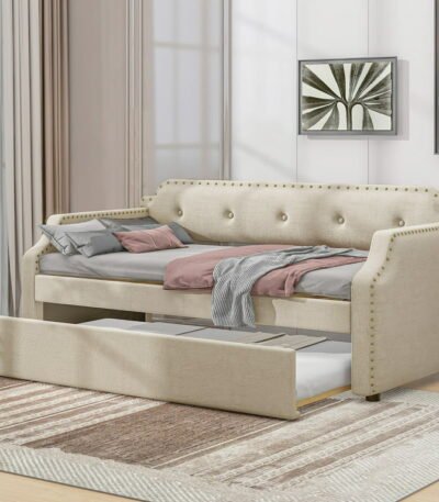 Wooden frame daybed with tufted upholstery – PakUnique
