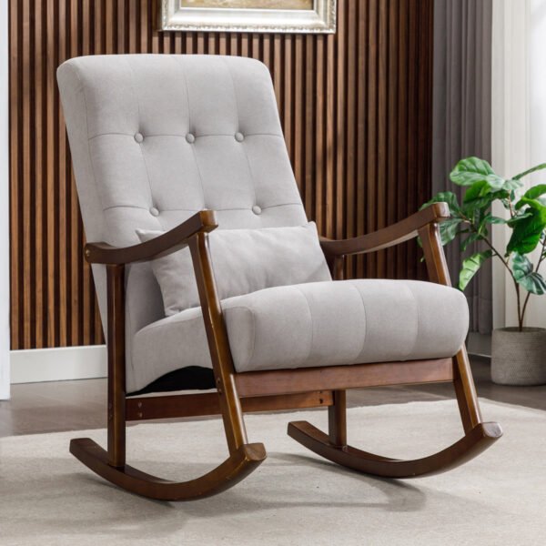 “Joedon Upholstered Rocking Chair Pakistan – Wooden Rocker with Pillow”