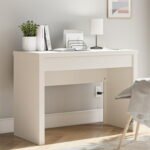 Cooper writing desk with USB and drawer in flat white finish