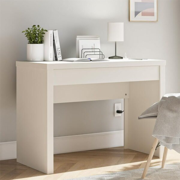 Cooper writing desk with USB and drawer in flat white finish