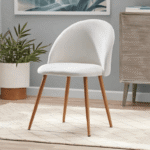 Modern cream accent chair in white upholstery – front view