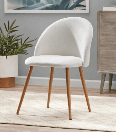 Modern cream accent chair in white upholstery – front view