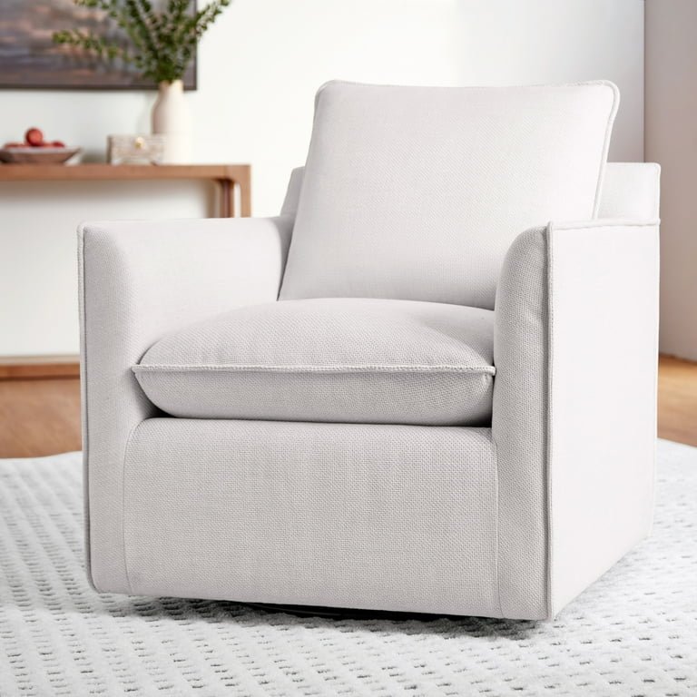 Upholstered armchair with high back and rolled arms