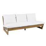 Traditional wooden sofa with cushioned seat and back