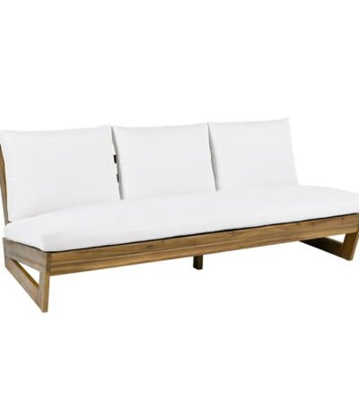 Traditional wooden sofa with cushioned seat and back