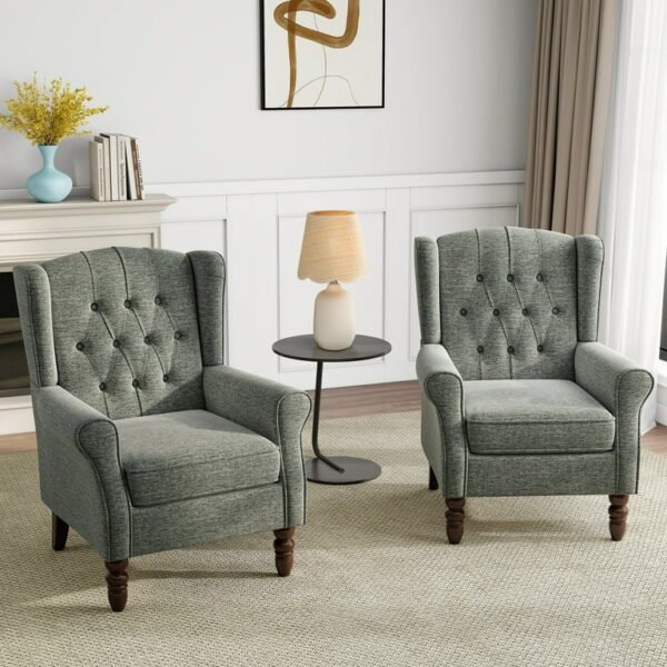 Tufted fabric detail of PakUnique high back accent chair